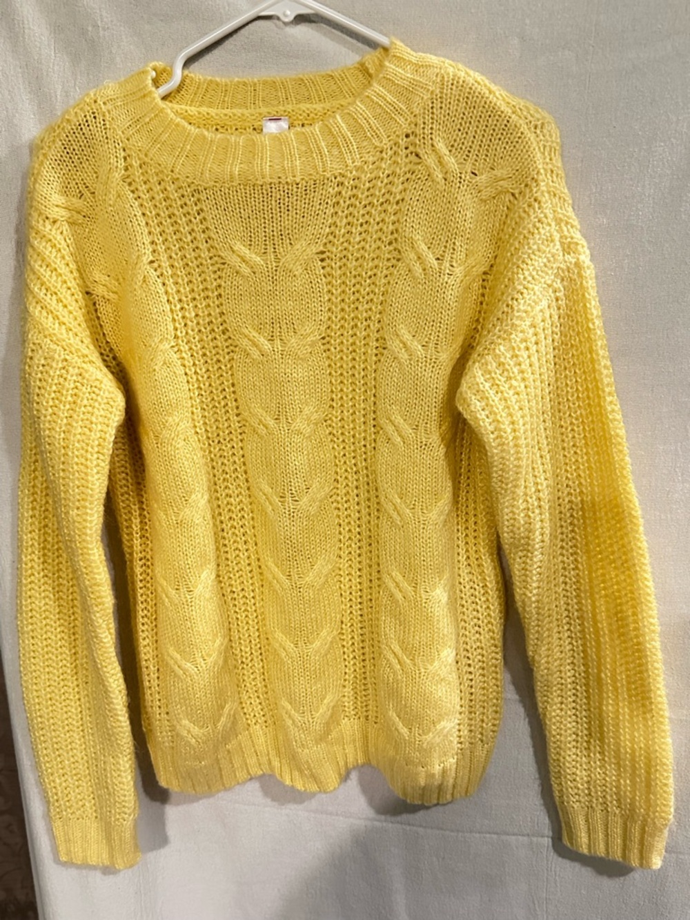No Boundaries Bright Yellow Cable Knit Crewneck Sweater
